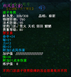 天下3养育系统转化后的帽子