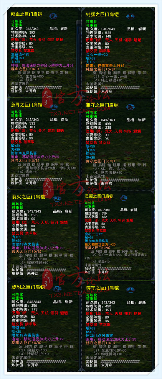 80世界套肩铠属性之硬甲（无激活属性）