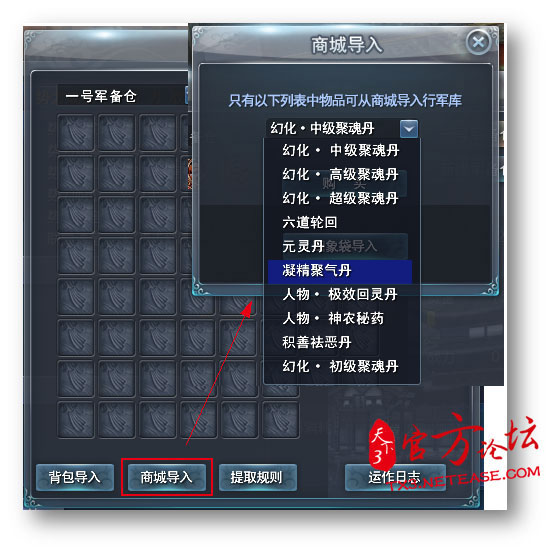 《天下3》行军库系统商城导入